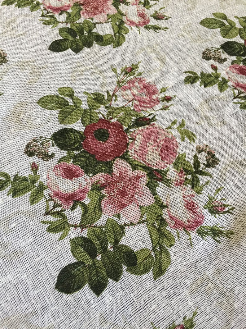 Round Linen Tablecloth With Linen Lace Floral Tablecloth Roses