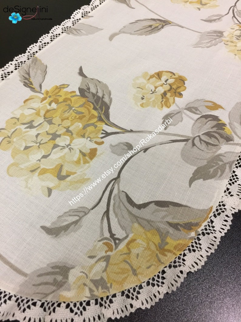 Oval Table Runner Lace Floral Linen Table Linen Laura ...
