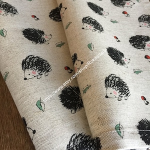 Linen Placemats Set 2 Linen Fabric Hedgehog Pattern Fox Fishes Table Mats Natural Tabletop