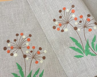 Linen Placemats Set 6 Embroidered Placemats Linen Fabric Embroidery Flowers