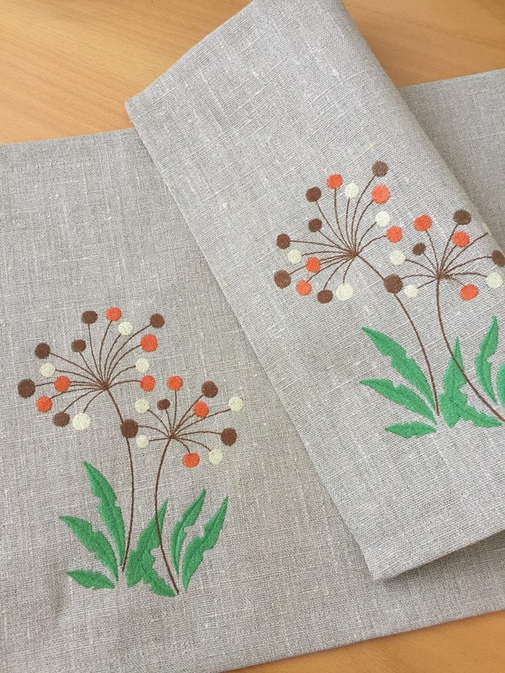 Linen Placemats Set 6 Embroidered Placemats Linen Fabric Etsy