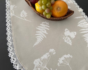 Oval Table Linen Oval Doily Cotton Table Mat Lace Beige Center Piece Table Topper Oval Table Runner