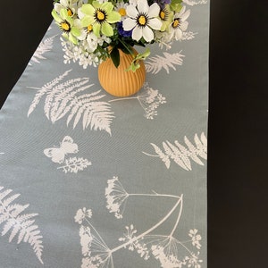Table Runner Blue Botanical Table Linen Cotton Table Runner 71 inches 180cm