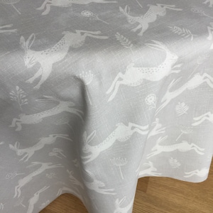 Tablecloth Round Square Grey White Rabbit Table Linen Cotton Fabric Table Linen