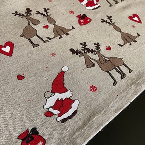 Weihnachtlicher Tischläufer Leinen Tischläufer Nikolaus Rentier auf beige 150cm 98cm