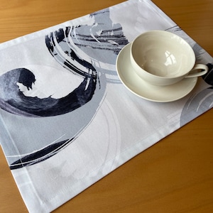 Cotton Placemats Set 6 Reusable Placemats Blue Abstract Waves Table Mats