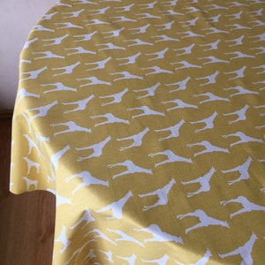 Tablecloth: Round Oval Square Rectangle Giraffe Pattern on mustard Cotton