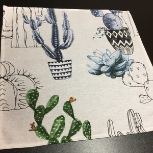 Cotton Fabric Napkins Set 4  Cactus Napkins Dining Napkins Reusable Cloth