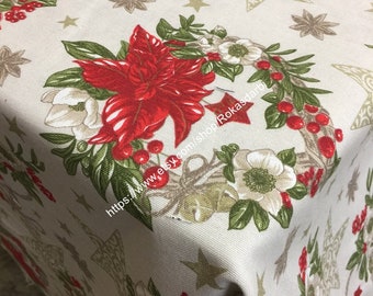 Christmas Round Tablecloth Square Rectangle Oval Cotton Fabric Tablecloth Tablecloth Big size 70 80 90 108 inches
