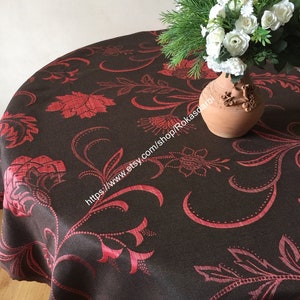 Tablecloth Round Oval Square Rectangle Brown Pink Table Linen Floral Tablecloth