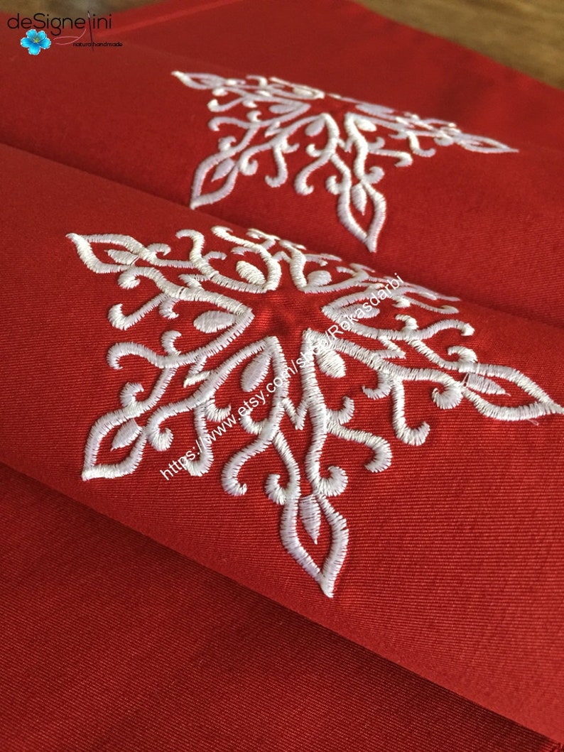 Christmas Placemats Red Embroidered Placemats Cotton Fabric Etsy