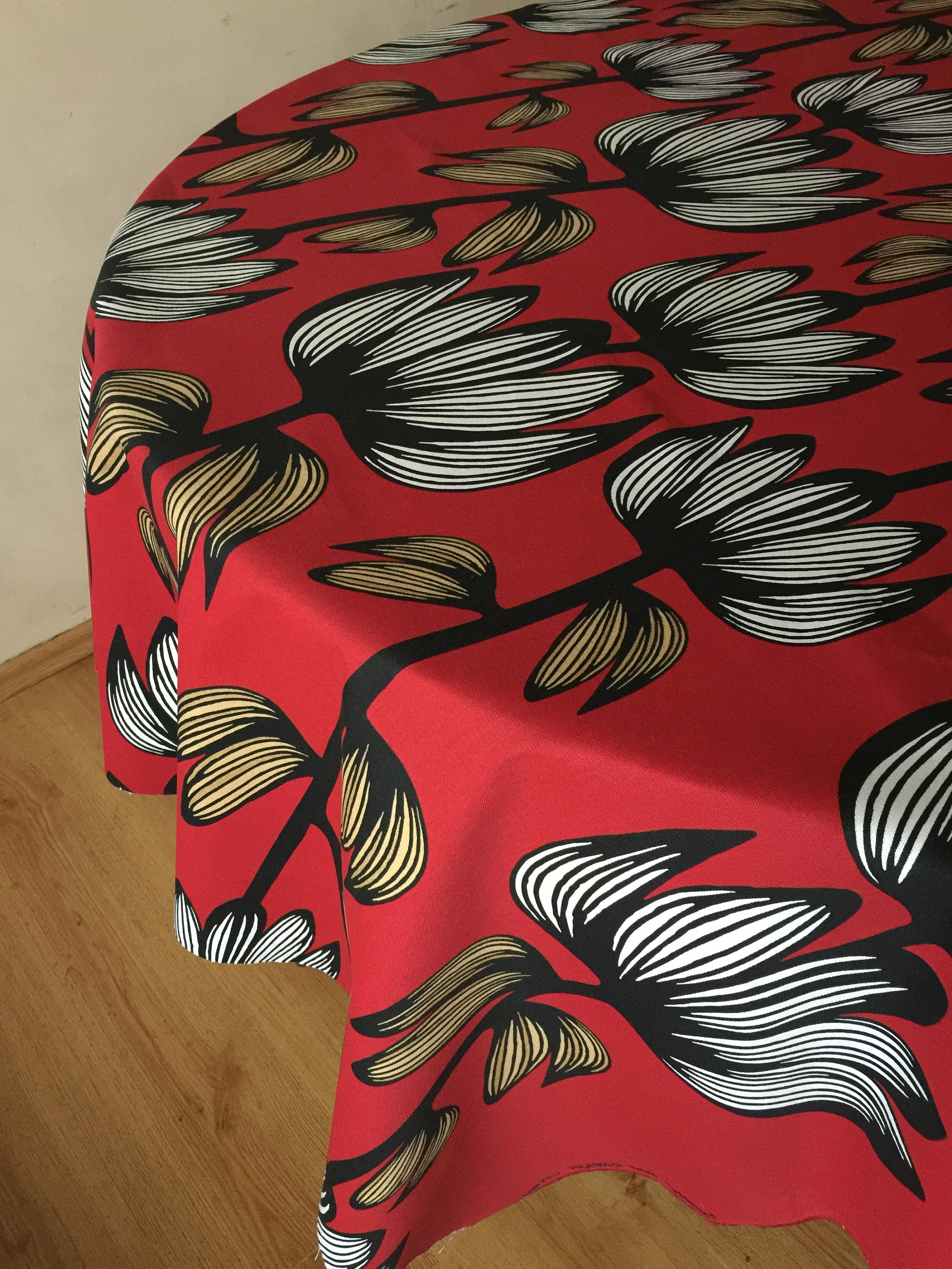 Round Oval Tablecloth Red Cotton Floral Tablecloth Etsy