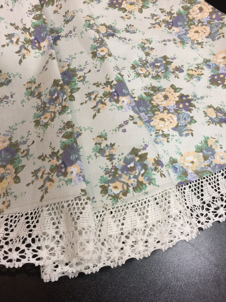 Round Tablecloth Roses Shabby Chic Retro Style Cotton Tablecloth Light Blue