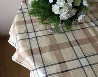 Tischdecke Tischwäsche Runde Tischdecke Oval Tischdecke Quadrat Rechteck Tischplatte Chaquared Gelb Braun