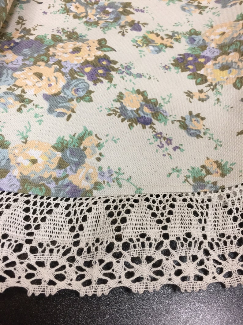 Round Tablecloth Roses Shabby Chic Retro Style Cotton Tablecloth Light Blue