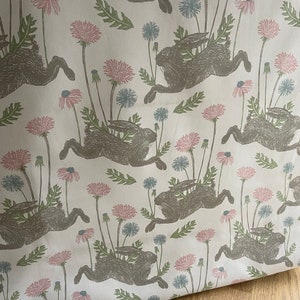 Easter tablecloth Round tablecloth Cotton oval tablecloth rectangle table linen Rabbits pink dandelions