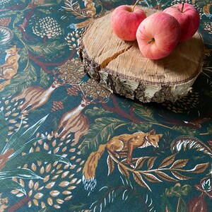 Tablecloth Round fall tablecloth Oval deer fox tablecloth Rectangle Cotton acrylic coated table linen Table runner image 3