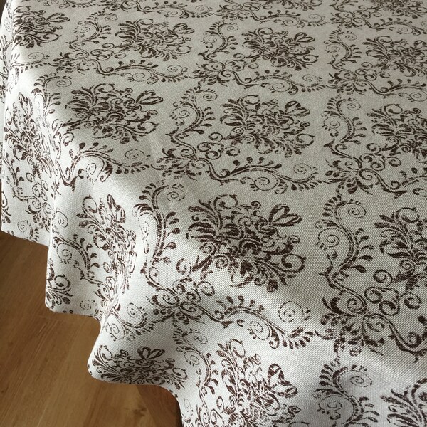 Round Tablecloth Oval Tablecloth Brown Cotton Fabric 70 inches 80, 90, 108 inches