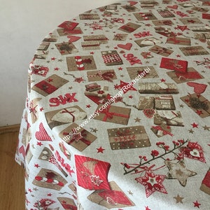 Christmas Tablecloth Round Square Rectangle Oval Cotton Fabric Custom Table Linen Holiday