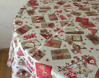 Christmas Tablecloth Round Square Rectangle Oval Cotton Fabric Custom Table Linen Holiday