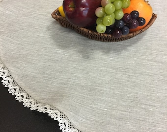 Round Tablecloth Small Tablecloth Lace Linen Tablecloth Grey Table Linen Centrepiece Tabletop 37 inches