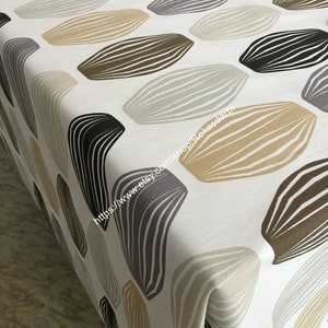 Round Tablecloth Oval Square Rectangle Tablecloth Cotton Fabric Grey Brown Black On White Tabletop Geometric