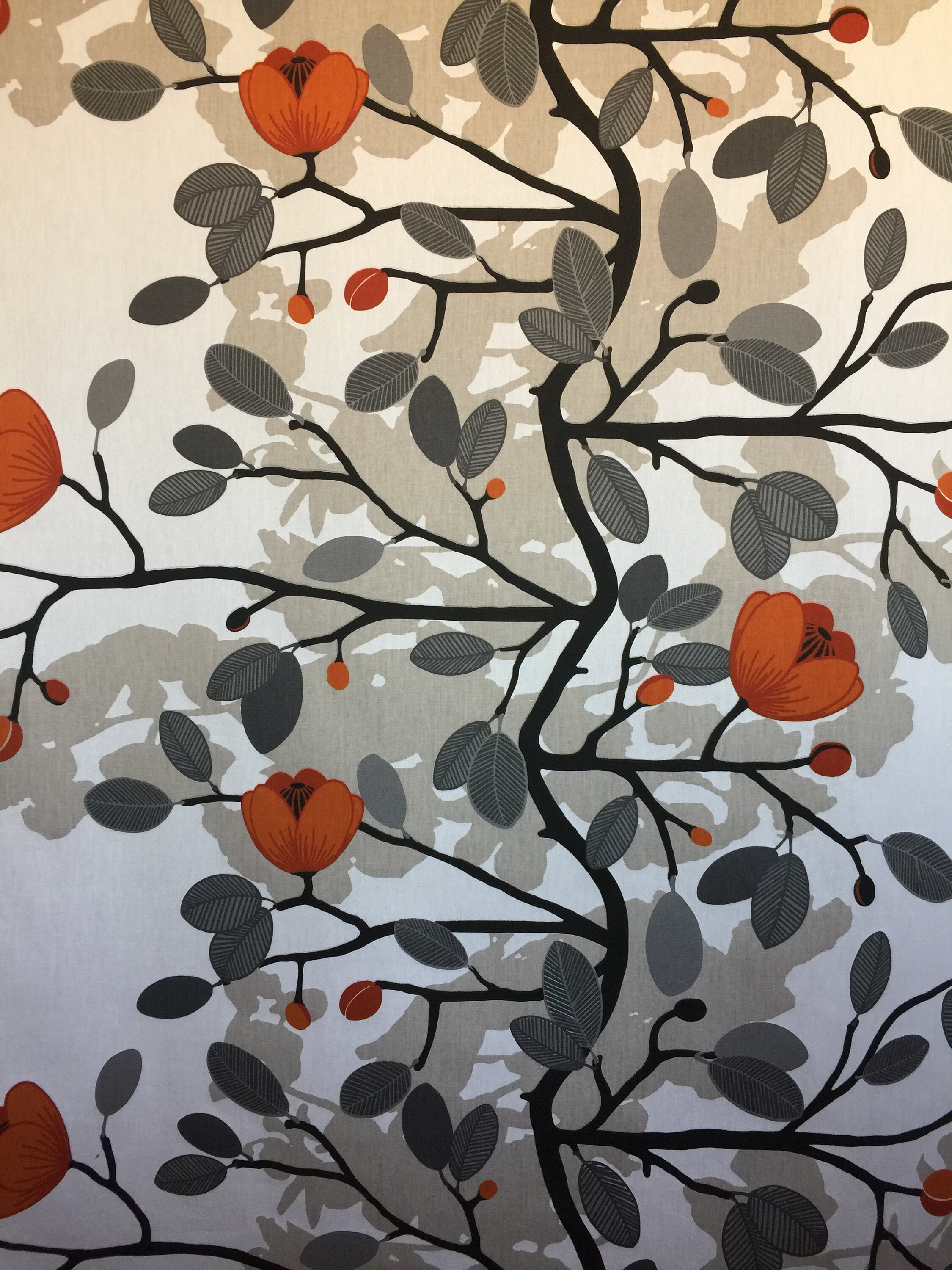 Round Tablecloth Cotton Fabric Square Oval Rectangle Tablecloth Floral Tablecloth Orange Magnolia Grey Leaves