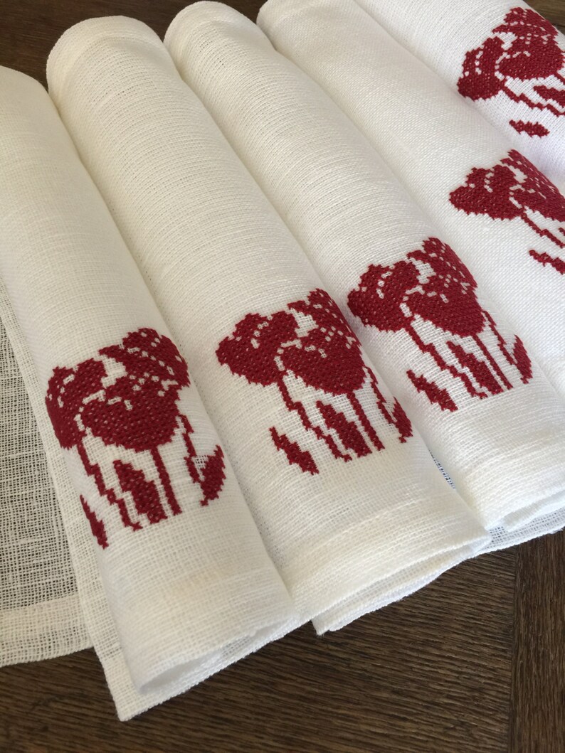 Linen Placemats Set of 6 Embroidered Linen Hand Embroidery Etsy