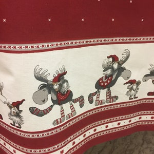 Christmas Tablecloth Square Rectangle Tablecloth Cotton Table Linen Scandinavian Gnomes Funny Reindeer