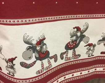 Christmas Tablecloth Square Rectangle Tablecloth Cotton Table Linen Scandinavian Gnomes Funny Reindeer