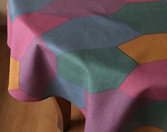 Round Tablecloth Square Tablecloth Linen Tablecloth Multicolor Geometric Pattern