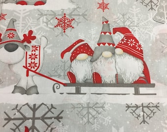 Christmas Tablecloth Cotton Tablecloth Scandinavian Gnomes Red Grey Red Green On Grey Round Tablecloth Square Rectangle Oval Custom