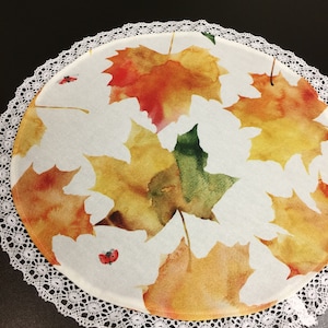 Runde Tischsets Spitze Baumwollstoff AhornBlätter Set 2 florale Tischsets Herbst Tischsets Deckchen