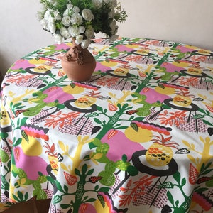 Round Tablecloth Oval Tablecloth Square Rectangle Cotton Fabric Colorful Tablecloth 70 inches