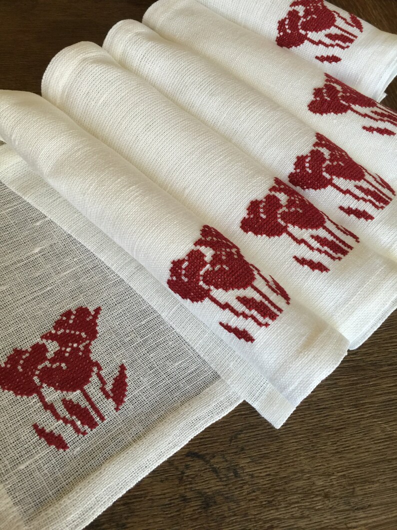 Linen Placemats Set of 6 Embroidered Linen Hand Embroidery Etsy