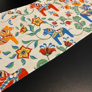 Cotton Swedish horse table runner Scandinavian design table linen