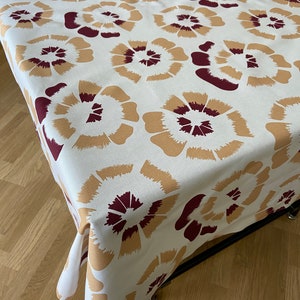 Runde Tischdecke Ovale Tischdecke Quadrat Rechteck Blumen Tischdecke Baumwollstoff Braun Burgunder Blumen auf weißer Tischwäsche