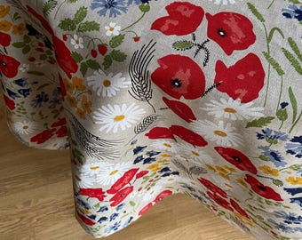 Linen Tablecloth Round Tablecloth Meadow pattern Table Linen Rectangle Oval Tablecloth Poppies Wilde flower tablecloth