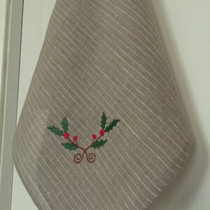 Christmas kitchen towel Linen tea towel Christmas gift Embroidered towel