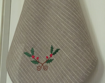Christmas kitchen towel Linen tea towel Christmas gift Embroidered towel