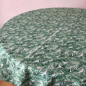 Round Tablecloth Square Cotton Green Leaves Tablecloth Tropical