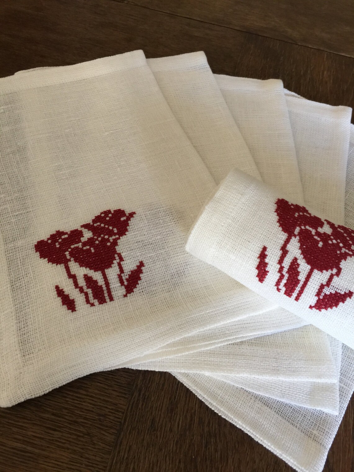 Linen Placemats Set of 6 Embroidered Linen Hand Embroidery Etsy