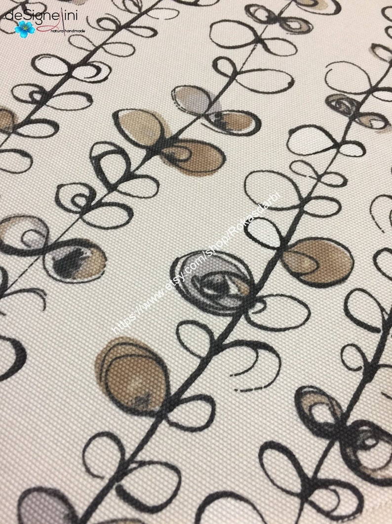 Cotton Fabric Placemats Set 4 Striped Small Leaves Pattern