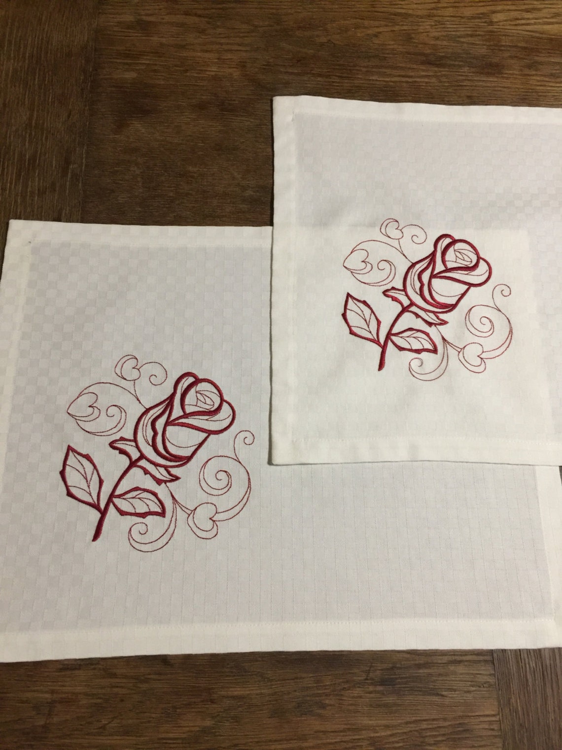 Embroidered Placemats Set of 2 Gift for Her Wedding White Etsy