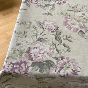 Cotton tablecloth Round tablecloth Rectangle Pink Purple flower on grey table linen oval square