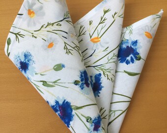 布ナプキン コーンフラワー カモミール柄 再利用可能 6枚セット - Etsy