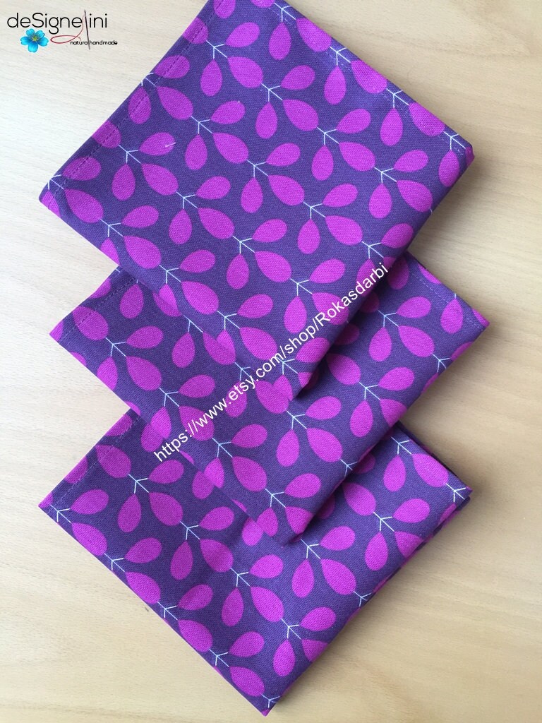 Cotton Fabric Napkins Set 8 Reusable Purple Dining Napkins Etsy UK