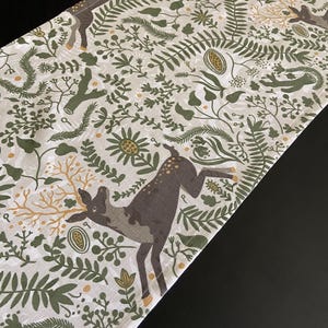 Table Runner Cotton Fabric Woodland on grey Table Linen Christmas table runner