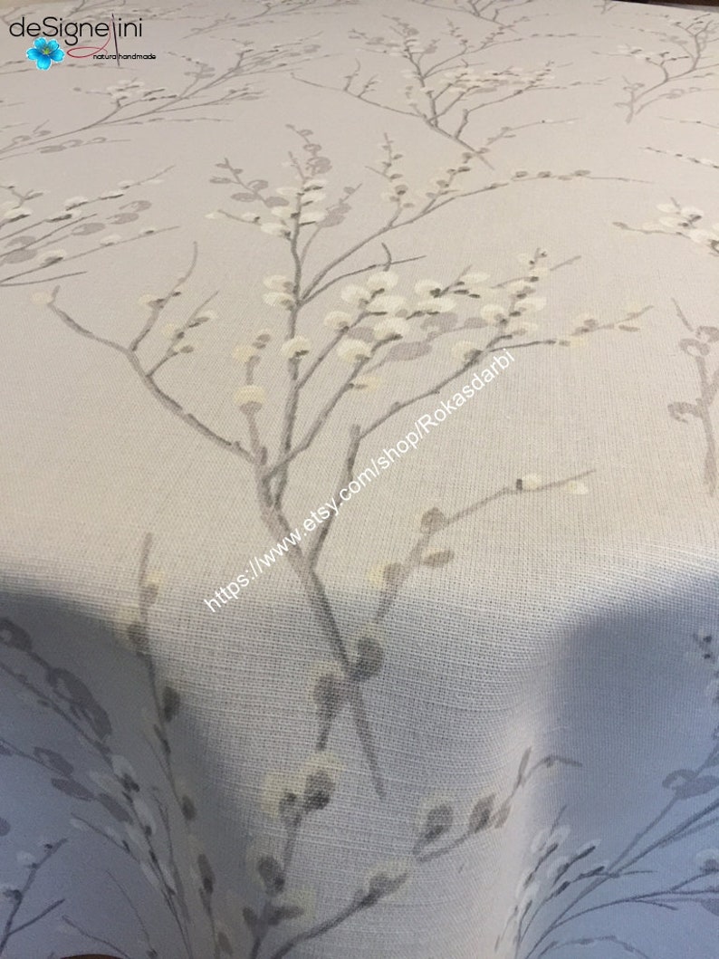 Tablecloth Table Linen Round Tablecloth Oval Tablecloth Beige Grey Color Tabletop Laura Ashley Pussy Willow