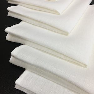 Linen Napkins Set of 6 White Cloth Napkins